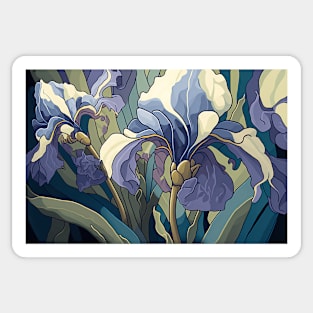 Floral Garden Botanical Print with Iris Sticker